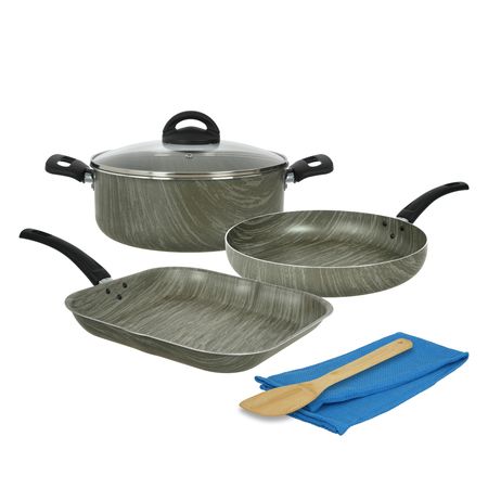 Bateria Antiadherente 6 piezas 1,8 MM Aston Terra Bifera Cacerola Sarten