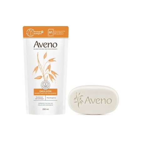 Aveno Set Refill Emulsion Humectante 250ml + Jabon Compuesto