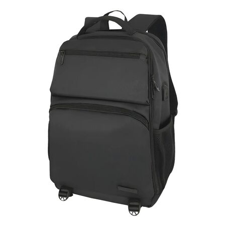 Mochila Ejecutiva Conor Kossok Reforzada Ergonomica Negro Liso