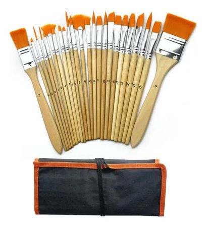 Kit 24 Brochas Pincel Dehuka Pintura Arte Acrilico Acuarela