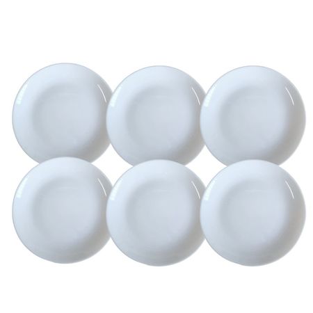 Set X6 Platos Playos 24 Cm Vidrio Templado Blanco