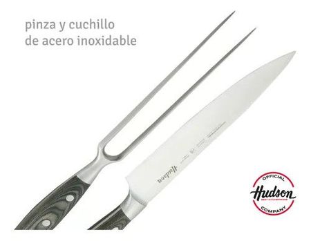  SET DE CUCHILLO LÍNEA BBQ CON TENEDOR TIPO TRINCHA MANGO MADERA