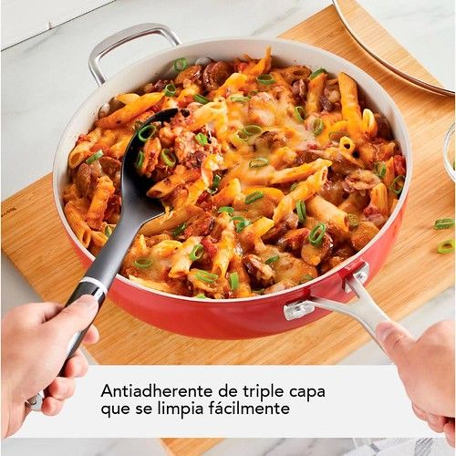 Sarten Kitchenaid Antiadherente Cerámico 4,7L Rojo - Vista 8