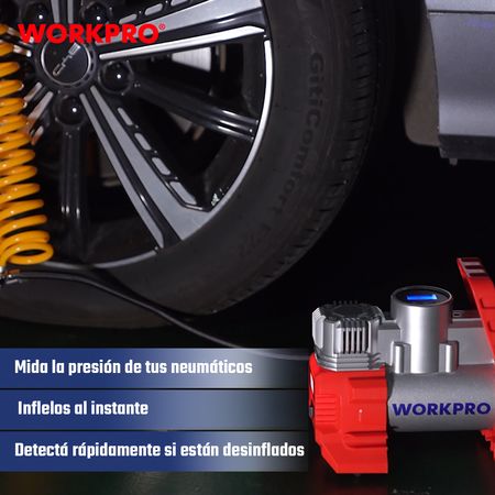 Compresor De Aire Workpro Automático Luz Led Accesorios 150w