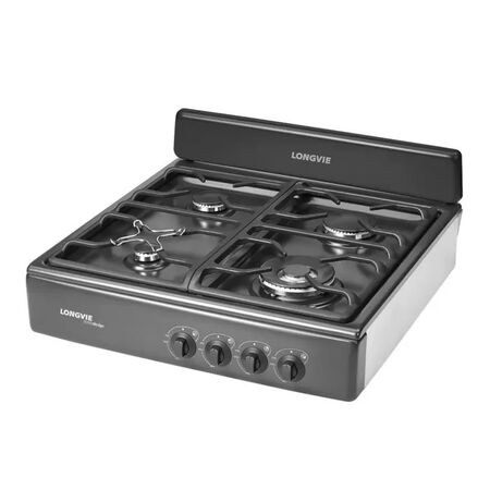 Anafe a Gas Longvie 60cm Reja Fundicion Encendido Doble Corona Grafito A16601G