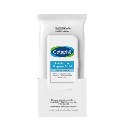 Toallitas Cetaphil Limpieza Facial X 25 Pieles Sensibles