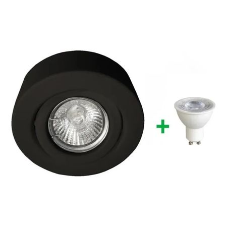Spot Semi Embutido Movil Dicroica Led 7W 220V Pack X10 Negro Calido