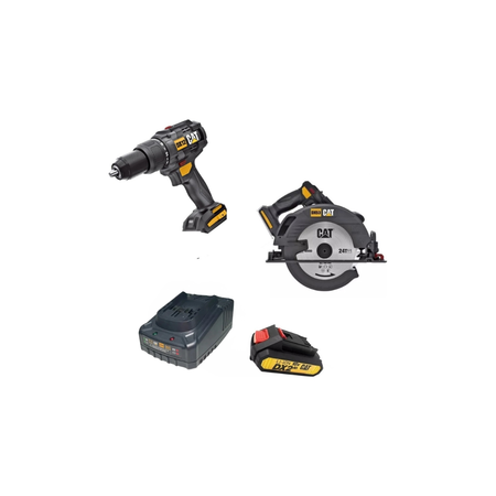 Taladro Cat + Sierra Circular Con Cargador Y Bateria 2ah