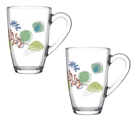 Set X 2 Jarros Mug Taza Con Manija Vidrio Pasabahce Sketch