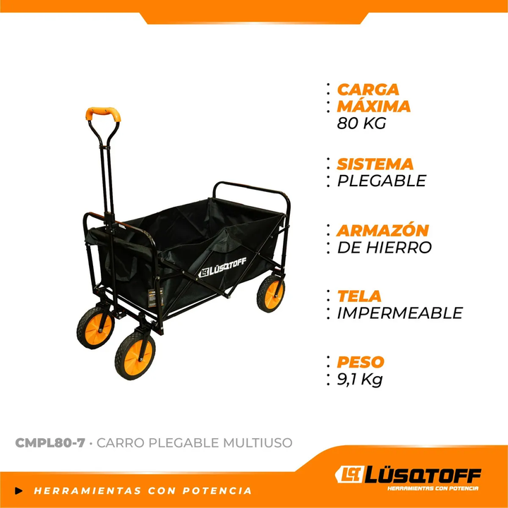 Carro Multiuso Plegable 80kg Lusqtoff Cmpl80-7 Impermeable - Vista 2