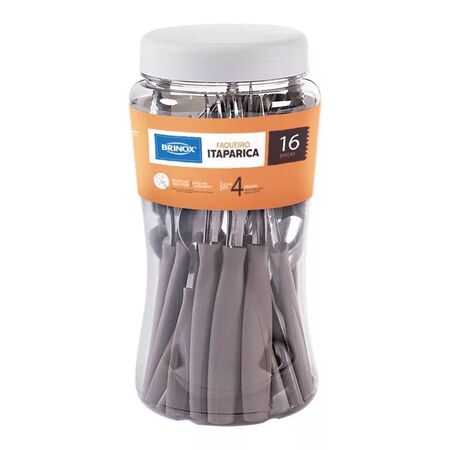 JUEGO DE CUBIERTOS BRINOX DE ACERO INOXIDABLE DE 16 PIEZAS LINEA ITAPARICA (6000/499)