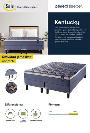 Colchon Serta Kentucky Super Queen 160x200x28cm Espuma de Alta Densidad y Europillow Soft
