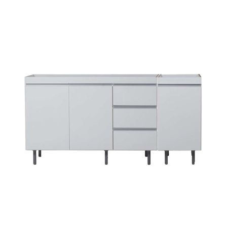 Bajo Mesada 160 CM Melamina Perfil J Arco Blanco Aluminio 12040 CM
