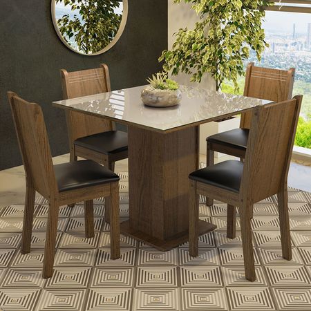 Juego De Comedor Mesa Con Tapa De Vidrio 4 Sillas Perla