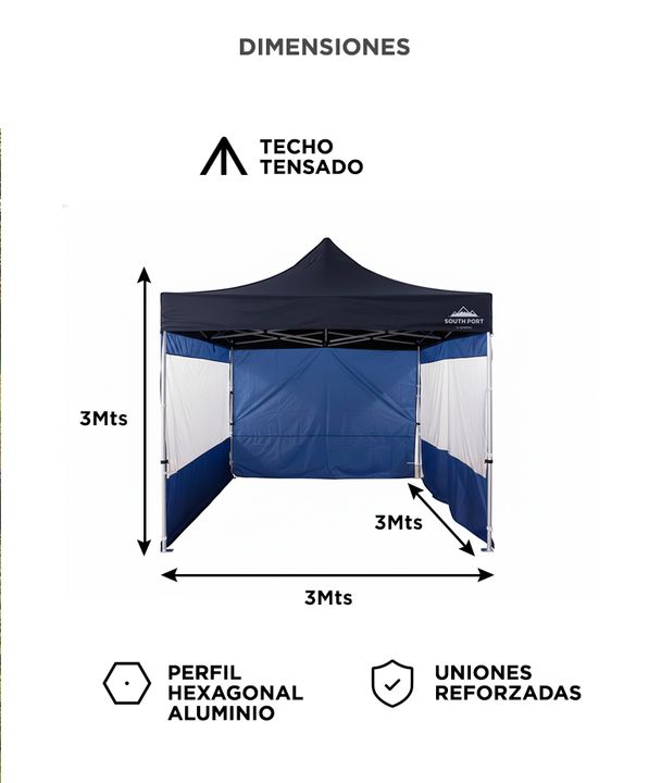Gazebo Plegable Gadnic 3x3 Aluminio Estructura Hexagonal Impermeable - Vista 6