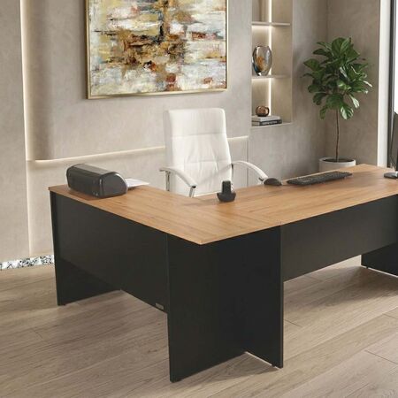 ESCRITORIO NEXO ESQUINERO PLATINUM NEGRO HAYA