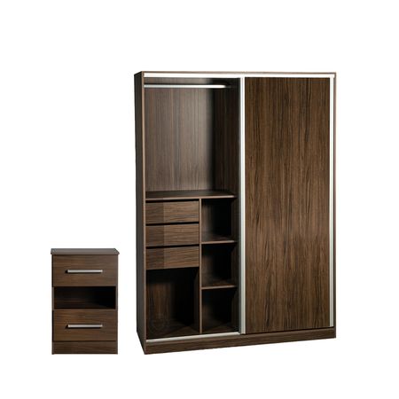 Combo Ropero 2 Puertas + Mesa de Luz Nogal Maximo Venezia