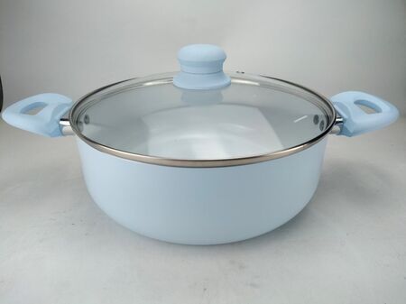 Olla De 24 Cm Con Tapa Celeste Pastel