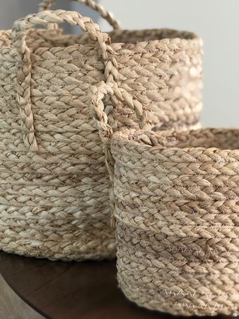 Set Canastos Fibras Naturales con Manijas