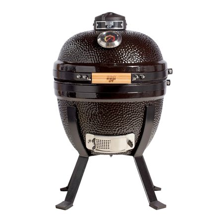 Parrilla Kamado Bbq Grill Kadu K14 Ahumador Ceramico Negro