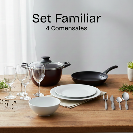 Set Familiar 4 Personas Bateria Vajilla Cubiertos Copas Aston