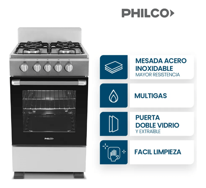 Cocina Multigas Philco PHCN50P 50 cm Plata - Vista 1