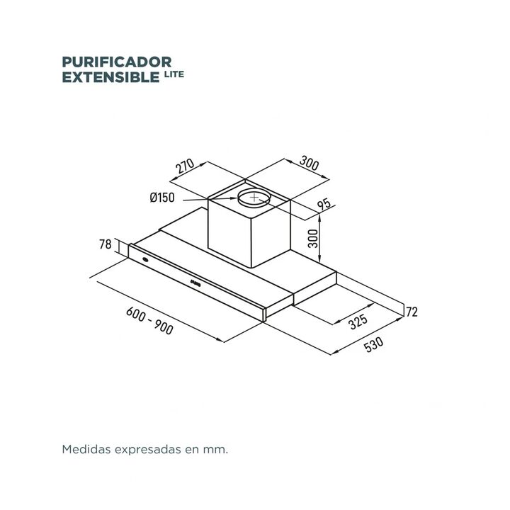 Campana de Cocina Tst Extensible Lite - 60cm - Purificador - Extractor - Vista 3