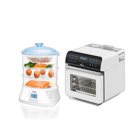 Combo Freidora Aire Liliana 11L 1600W + Vaporera Digital Atma 3 Bandejas