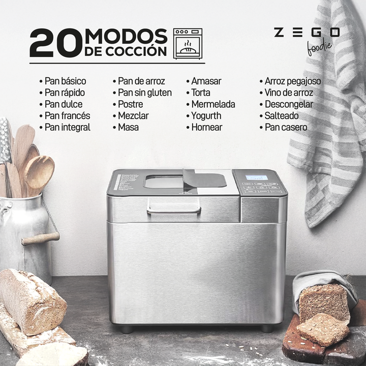 Horno Fabrica De Pan 20 Programas Capacidad 1kg Zego 900w - Vista 3
