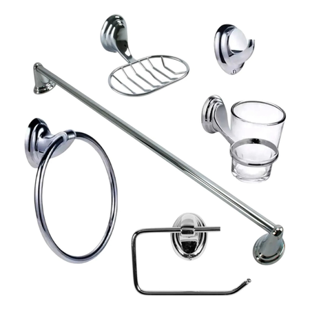 Set De Accesorios Baño Acero Inoxidable Cromado Plateado