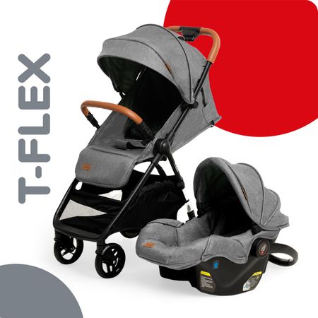 Coche De Paseo Bebesit T-flex Portabebe + Butaca 1321ts-a Gris