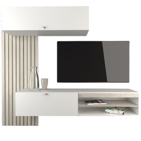 Mueble Rack Tv Flotante Centro De Entretenimiento Living Tables 1113 Nevado Blanco