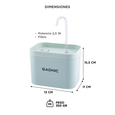 Bebedero Fuente Para Beber Automático Verde Gadnic PET09 Recirculación de Agua 1.5L