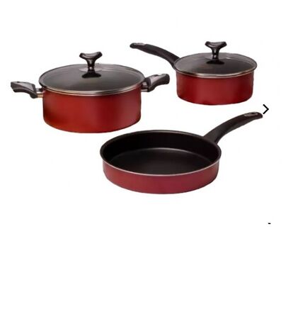 SET 5 PIEZAS MARMICOC -SABORES (CACEROLA C/TAPA 24CM, OLLA C/TAPA 20CM, SARTEN 24CM) ROJO Y NEGRO