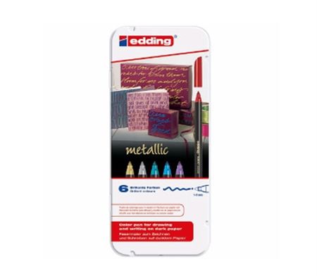 Estuche de marcadores metalicos edding x 6 colores