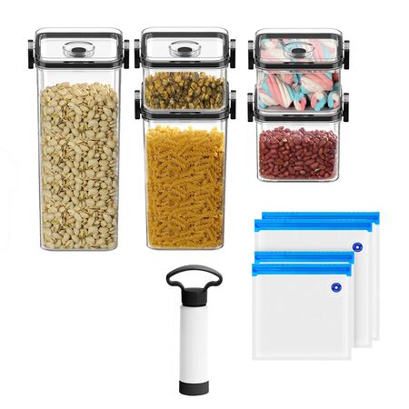 Set X5 Tápers De plástico Gadnic bomba de vacío manual 5 Bolsas plásticas de vacío