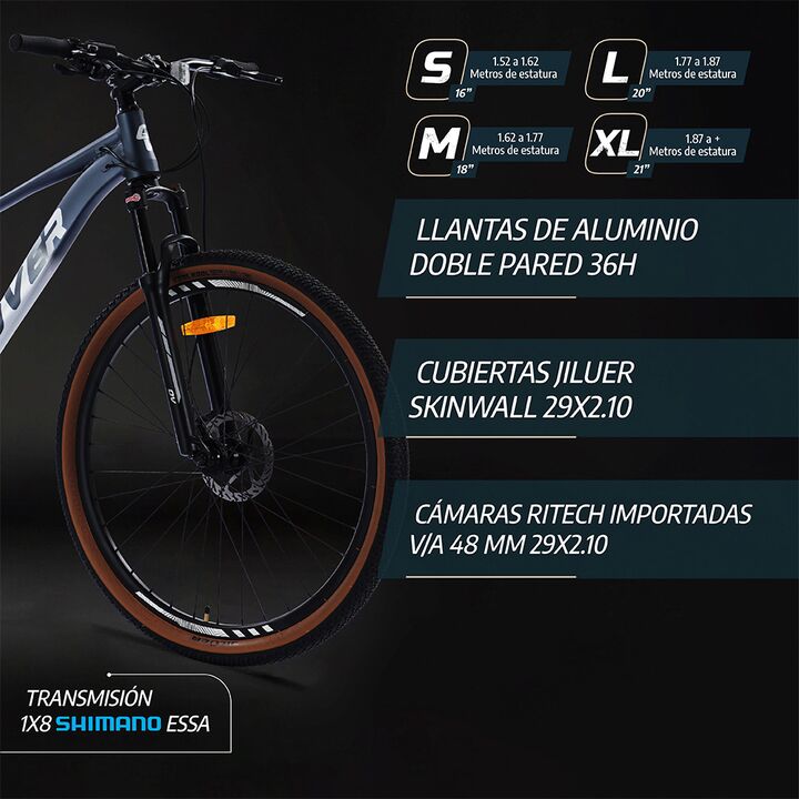 Bicicleta MTB OVERTECH Fortis EVO R29 Aluminio, 8 Velocidades, Frenos Hidráulicos, Con suspensión - Vista 13