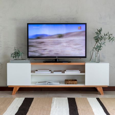 Mueble TV con puertas 1,50 Escandinavo Blanco (TVKALI15M1EU)