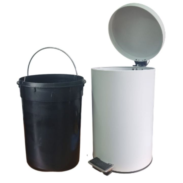 Tacho Basura 20 Lt Cesto Acero Inoxidable Cierre Lento Pedal Color blanco - Vista 3