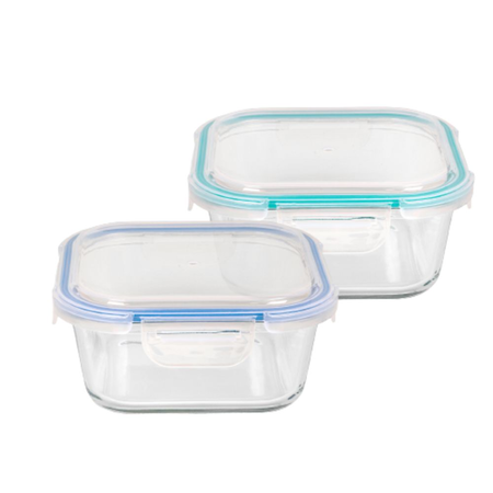 Recipiente Contenedor De Vidrio 800Ml Con Tapa Cuadrado