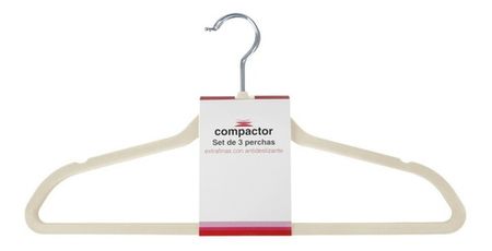 Set X 60 Perchas Terciopelo Ultralivianas Beige 