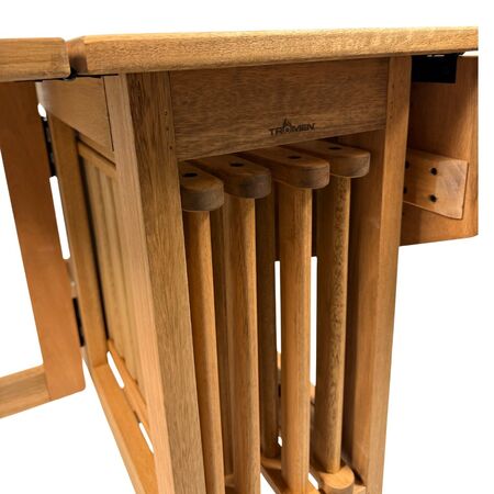 Mesa hexagonal + 4 sillas plegables Madera – Tromen