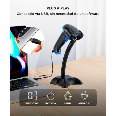 Lector de Código de Barras Gadnic Inalámbrico USB Memoria Interna + Soporte