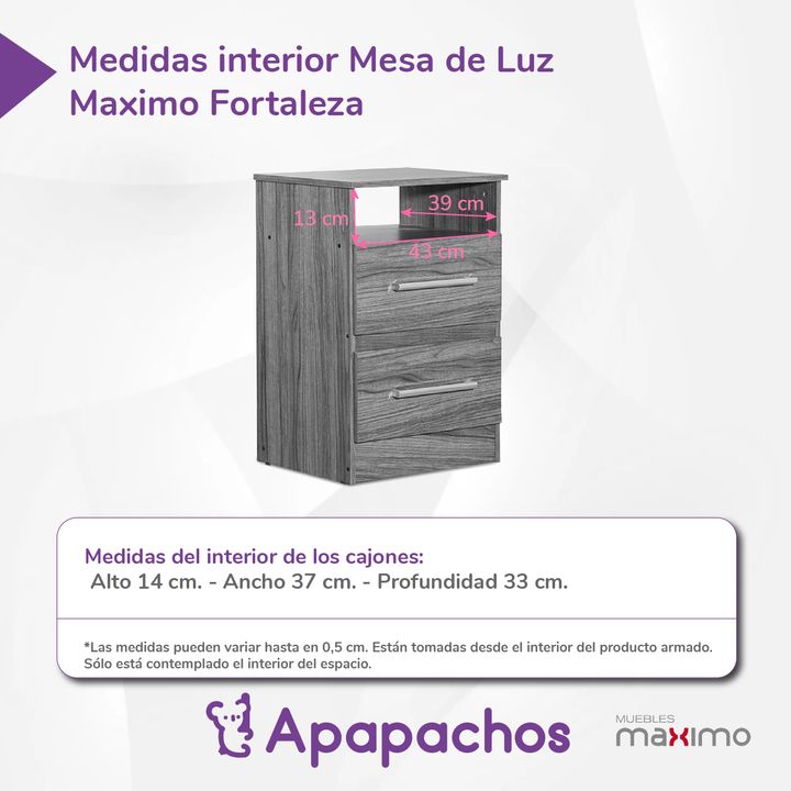 Combo x2 Mesa de luz Infantil Melamina Reforzada Maximo Fortaleza Celeste y Blanco - Vista 3