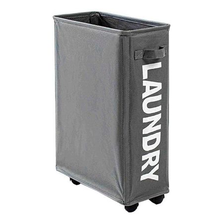 Cesto De Ropa Sucia Con Ruedas Rectangular Plegable Compacto Gris Oscuro