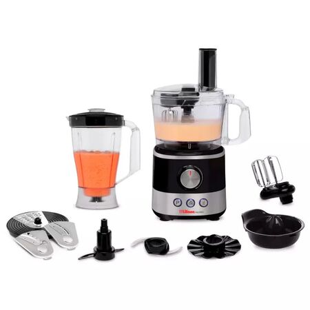 Multiprocesadora Liliana Fullpros con Licuadora y Accesorios 1000W Negra