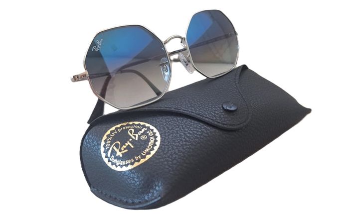 Lentes de Sol Ray Ban RB1970 Octagonal marco Plateado lente Gris degrad - Vista 1