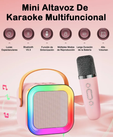 Mini Parlante Altavoz Y Micrófono Portátil Bluetooth K12 ROSA