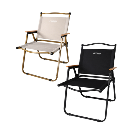 Combo x2 Reposera Plegable Waggs Playera Moderna Apoyabrazos Negro y Beige