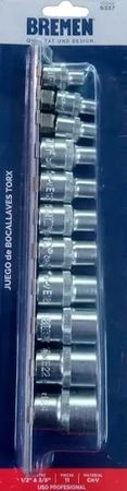 Set de Tubos Bremen Torx Hembra 3/8 y 1/2 Pulgada 11 Piezas